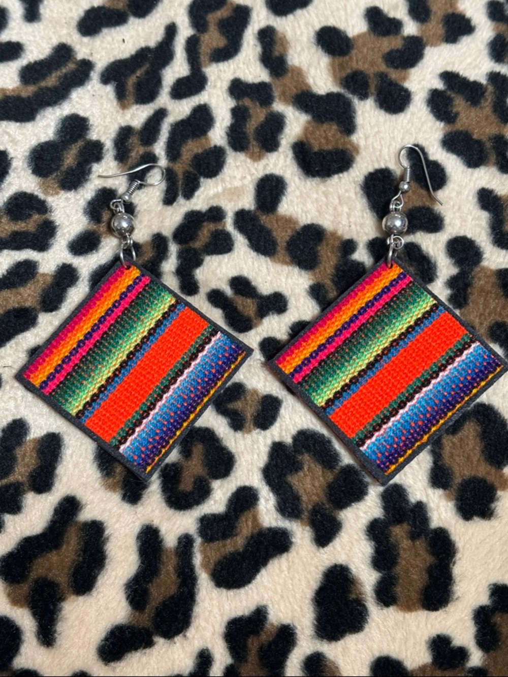 Mexican SERAPE ❤️ Drop Earrings Latina Colorful Striped Summer Chicana Handmade